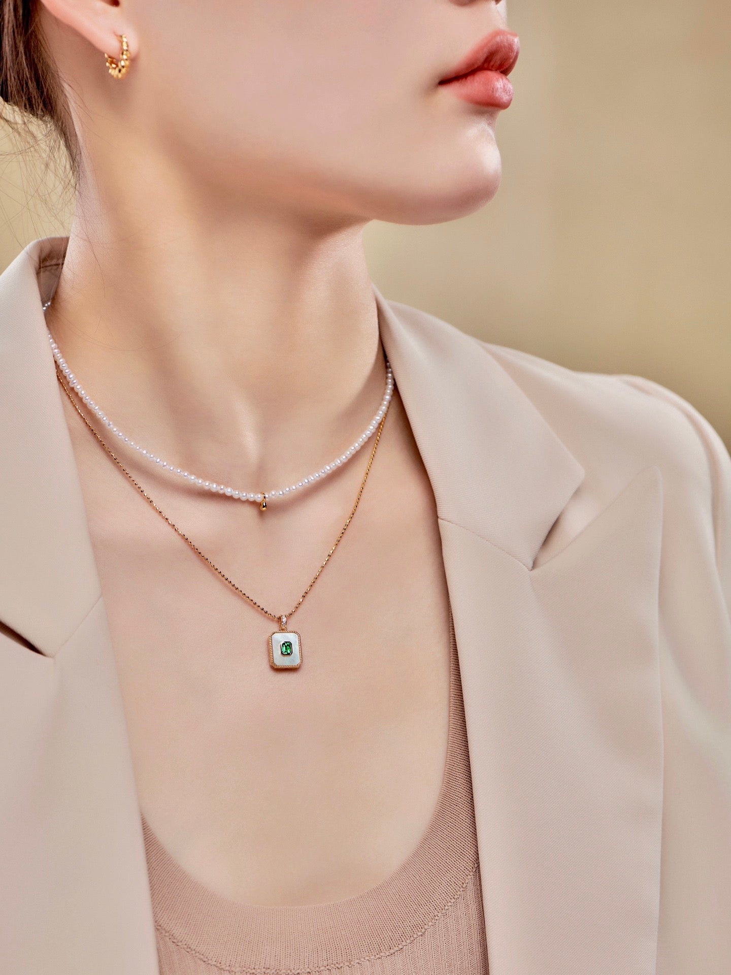 Emerald Diamond Necklace For Women Jewelry
