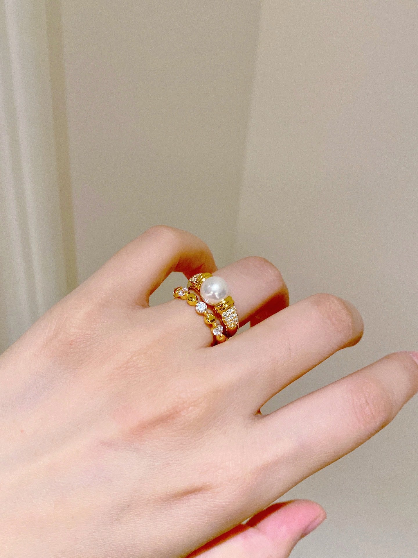 Beads Diamonds Ring For Women Jewelry