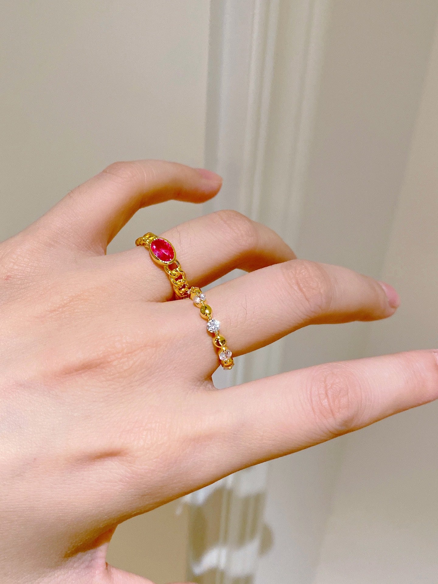 Beads Diamonds Ring For Women Jewelry