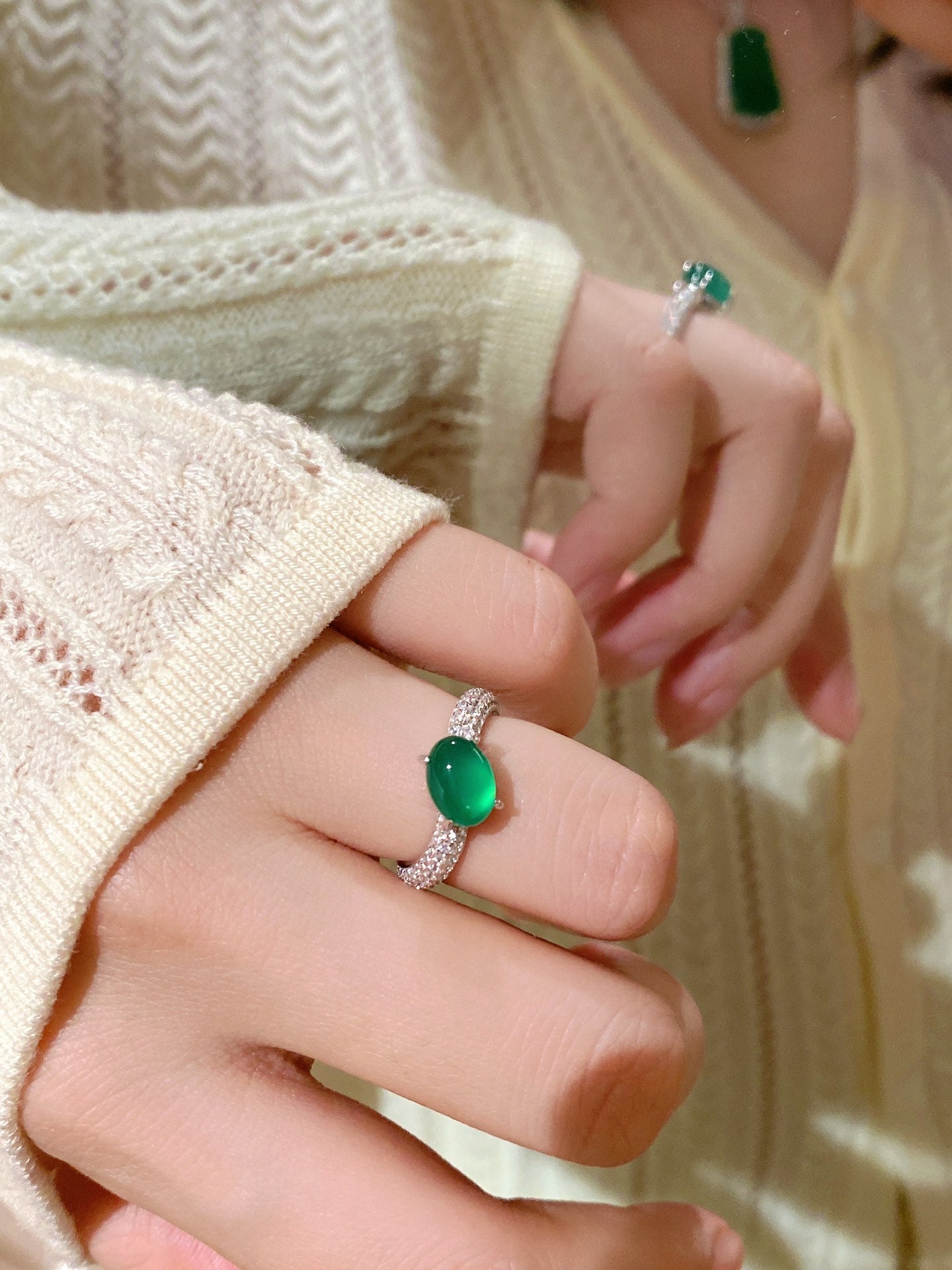 Wave Chrysoprase Ring For Women Jewelry