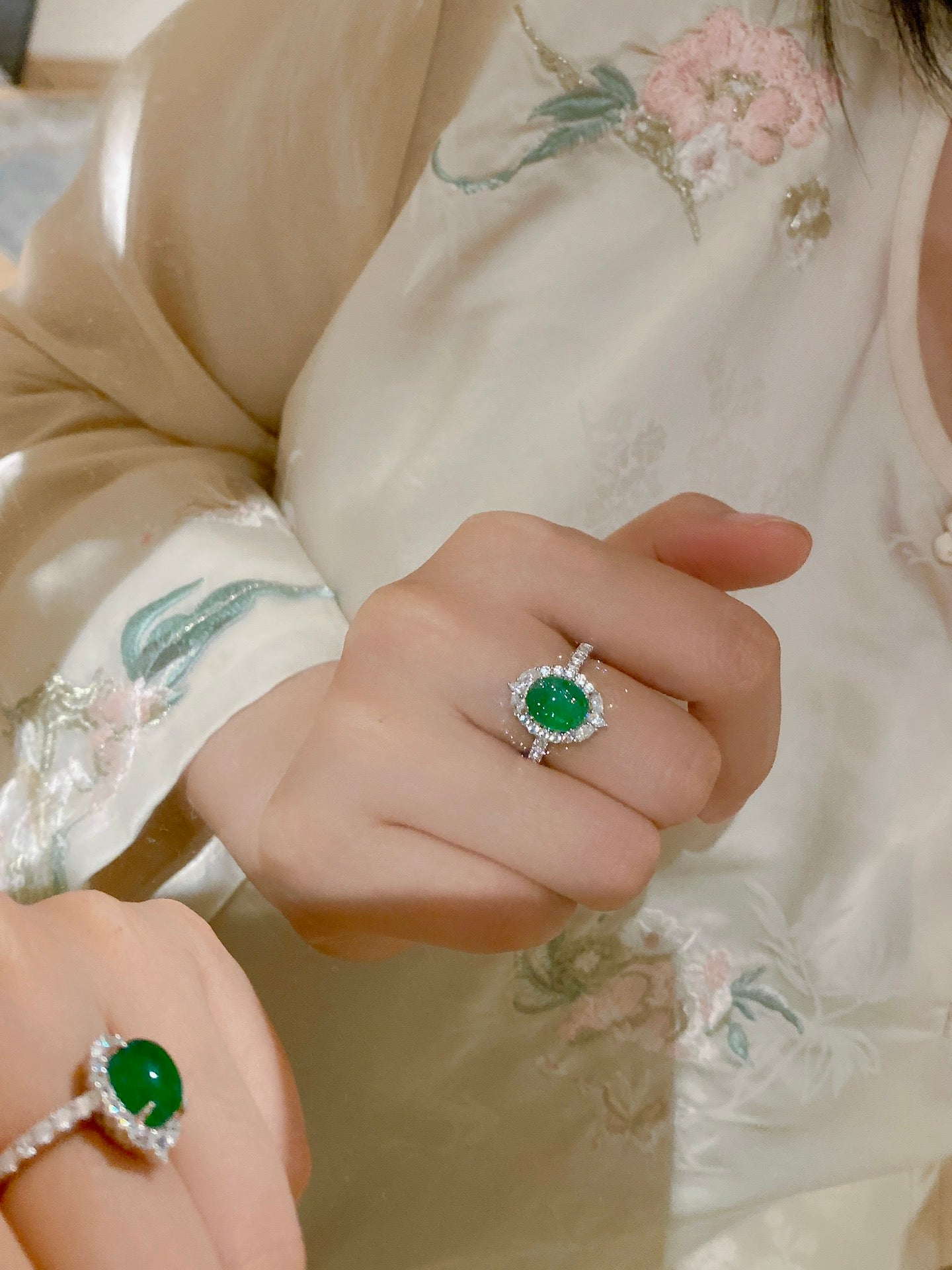 Chrysoprase Diamond Ring For Women Jewelry