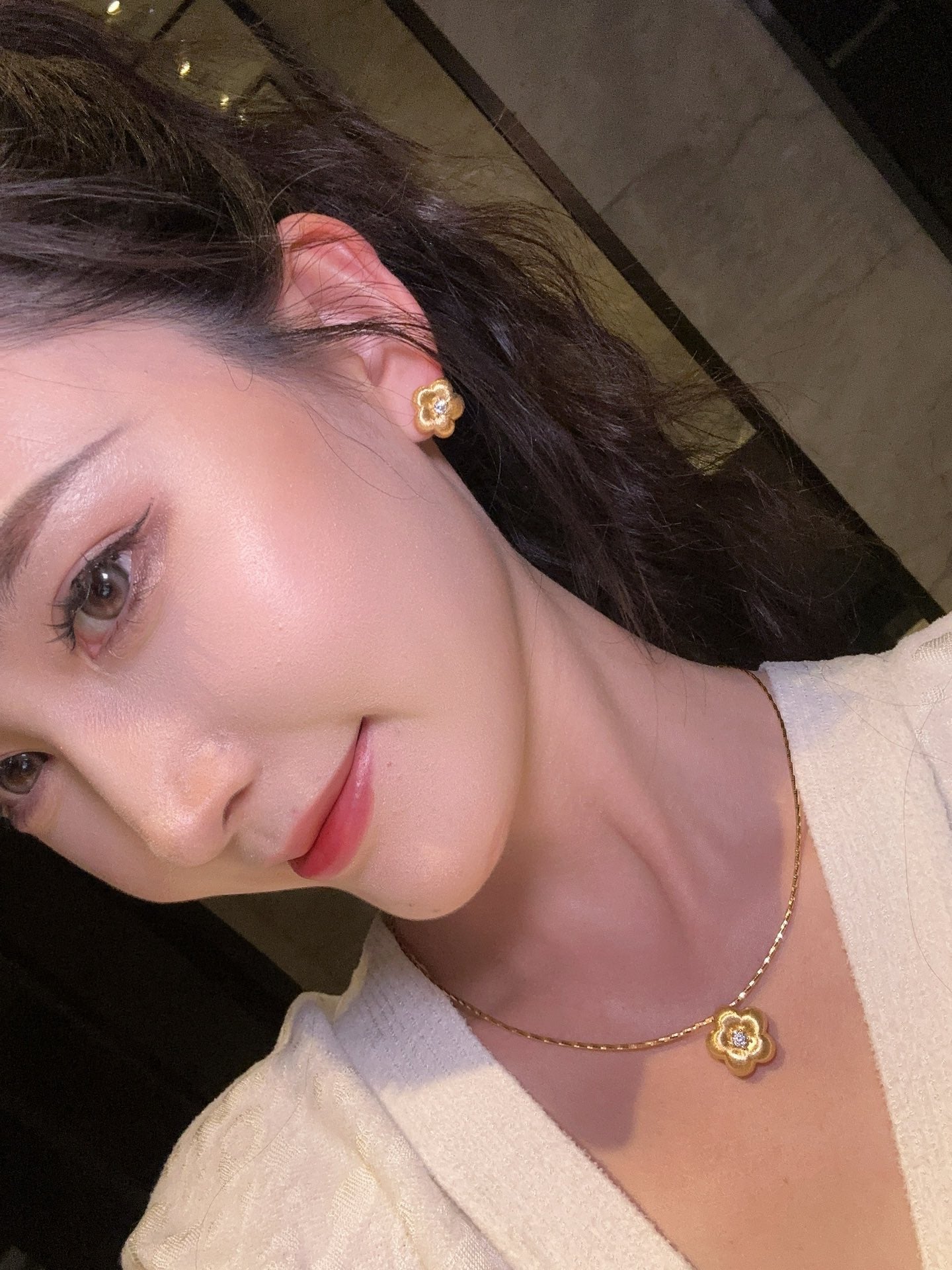 Plum Blossom Diamond Earrings For Women Jewelry