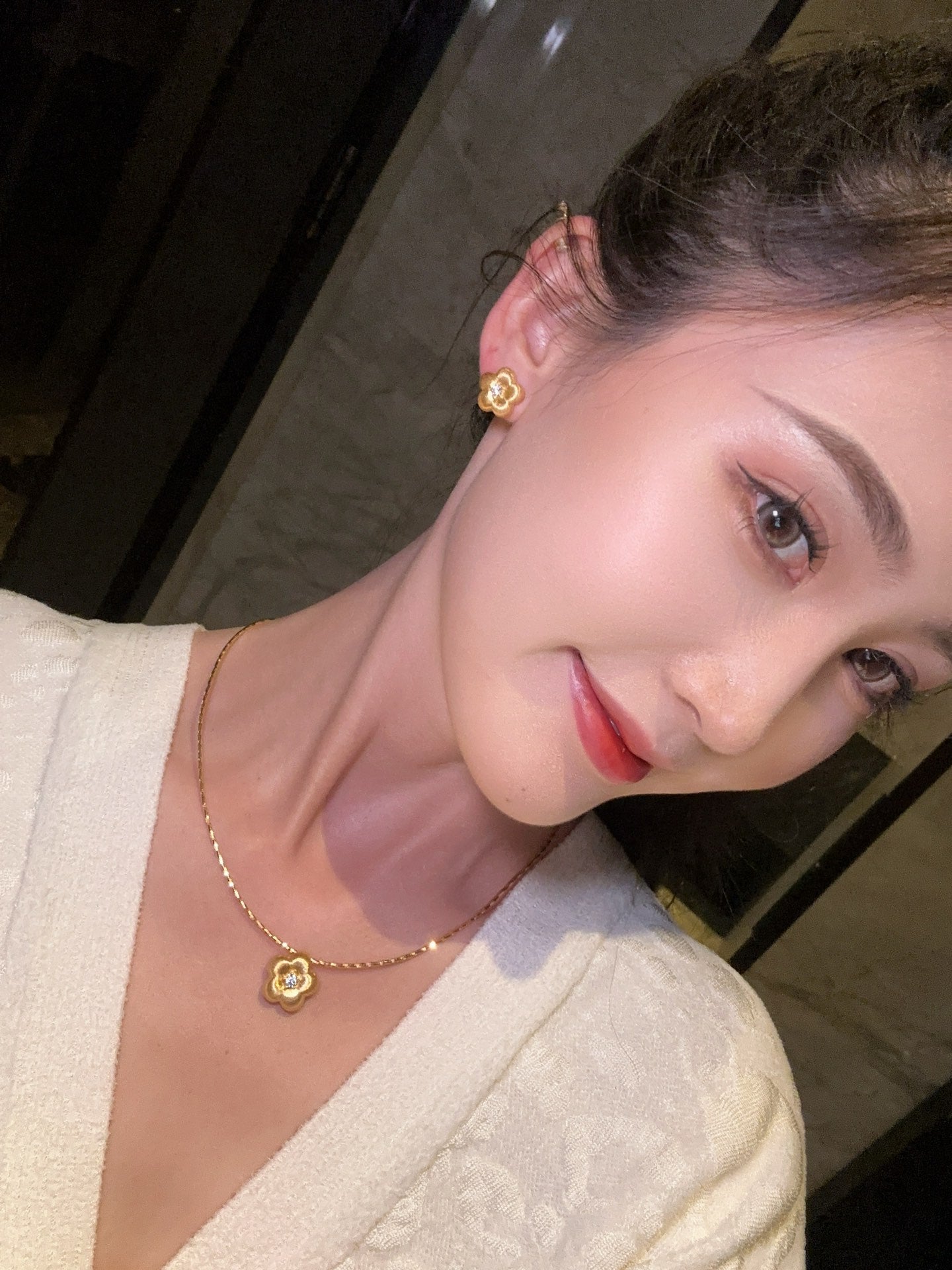 Plum Blossom Diamond Earrings For Women Jewelry