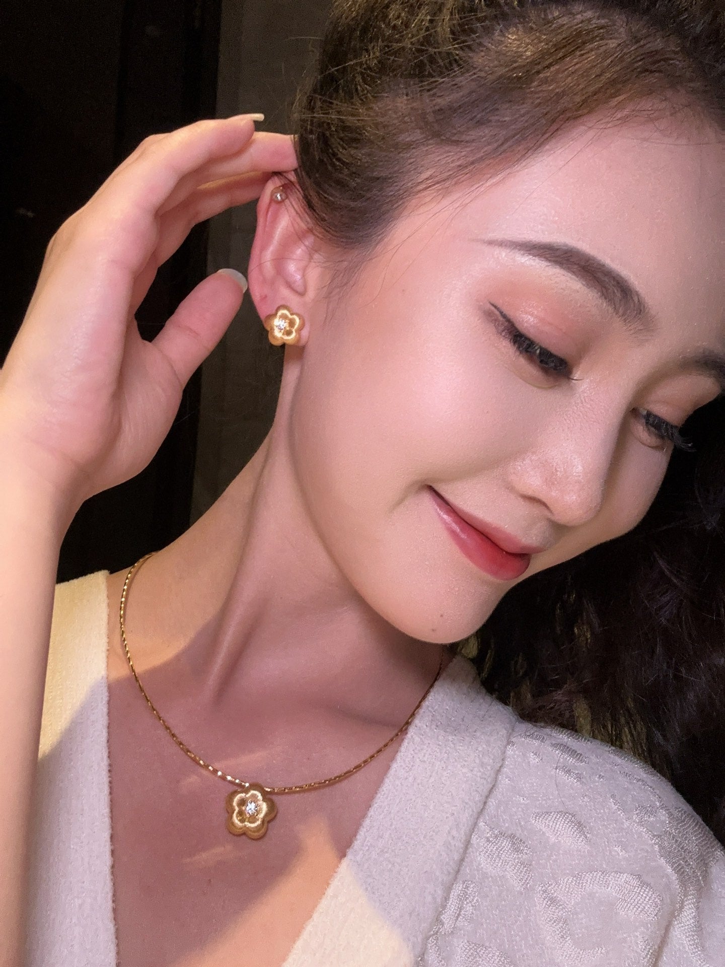 Plum Blossom Diamond Earrings For Women Jewelry