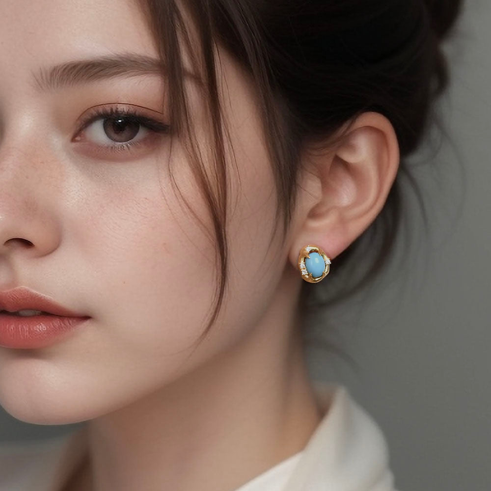 Brushed Turquoise Earrings For Women Jewelry