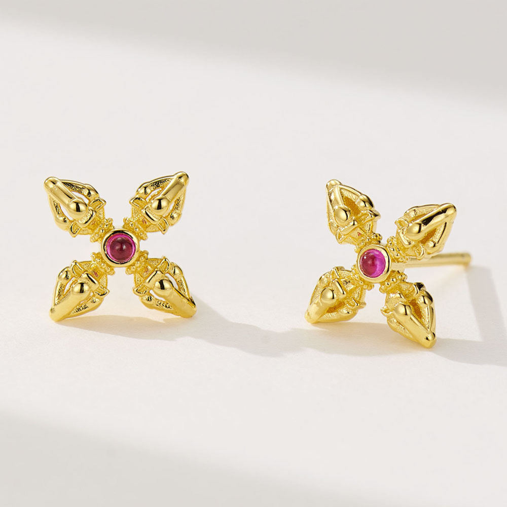 Red corundum earrings For Women Jewelry
