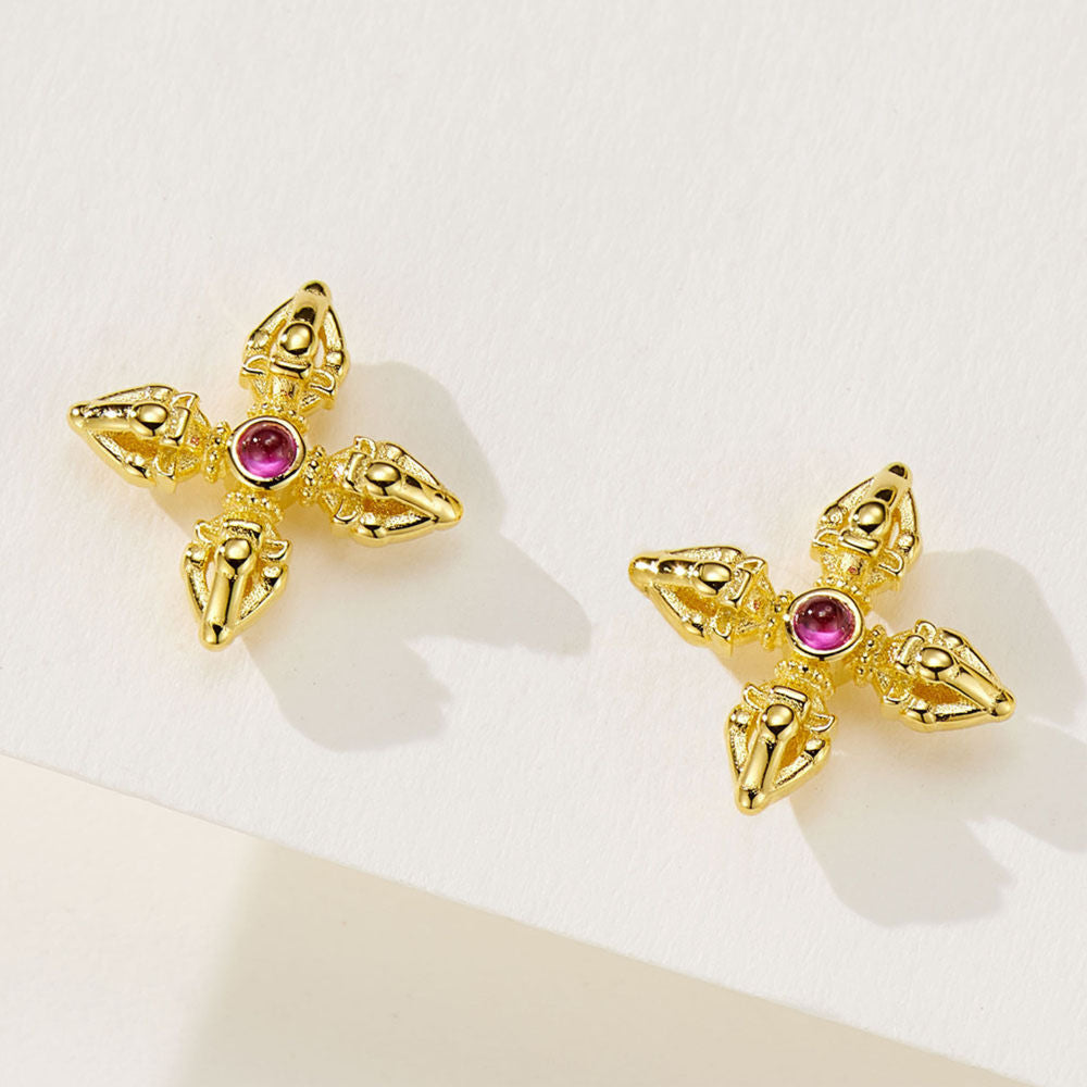 Red corundum earrings For Women Jewelry