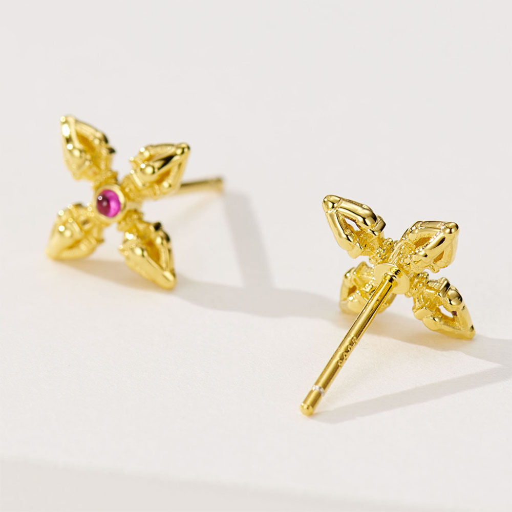 Red corundum earrings For Women Jewelry