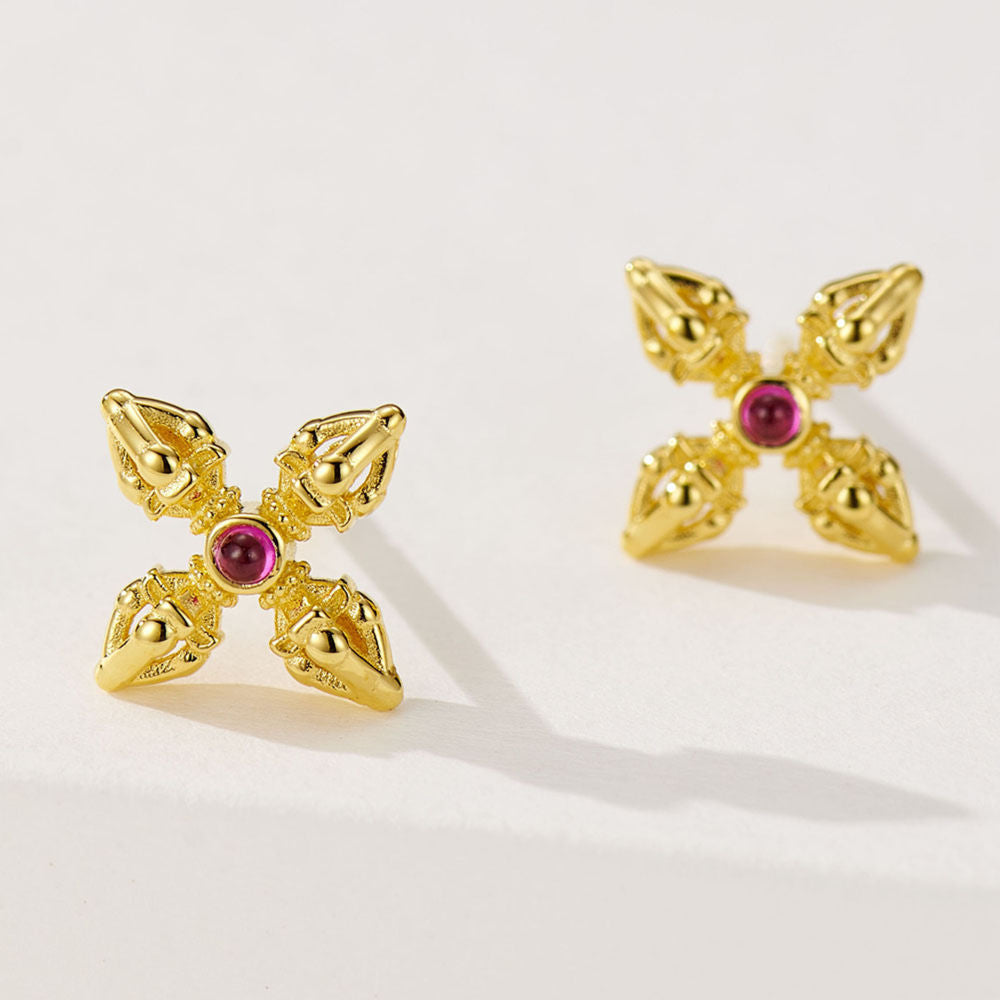 Red corundum earrings For Women Jewelry