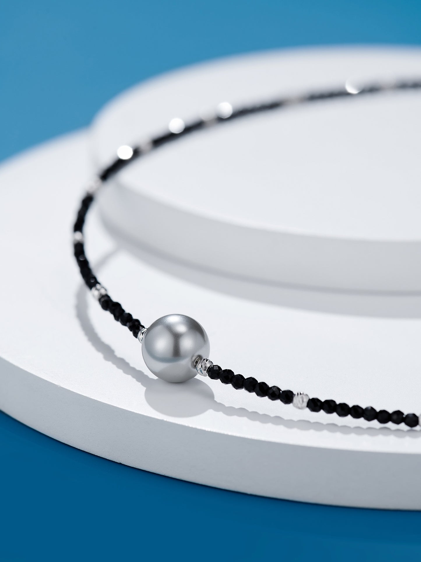 Black Spinel Pearl Necklace For Women Jewelry
