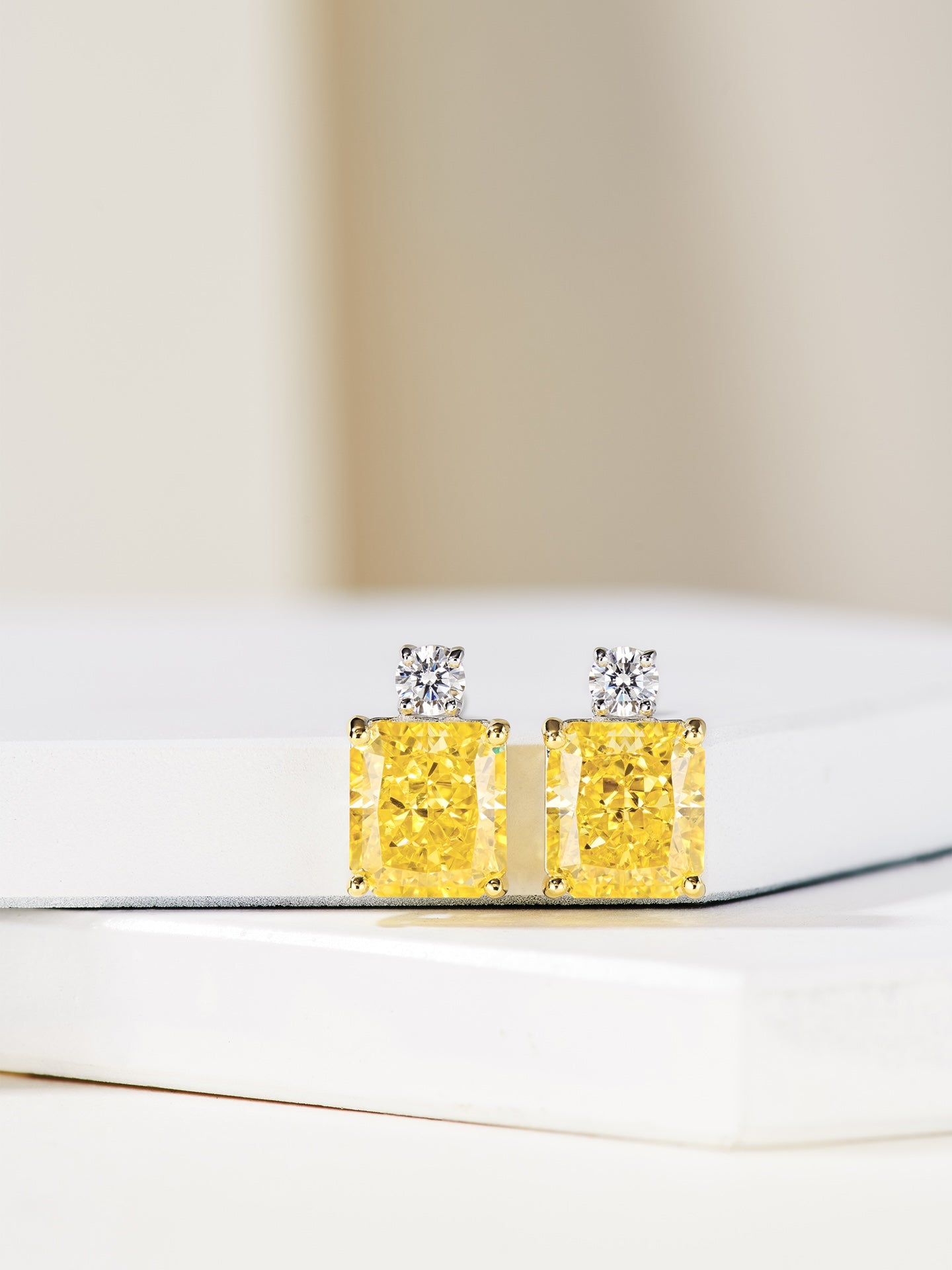 Rectangular Yellow Diamond Earring For Women Jewelry