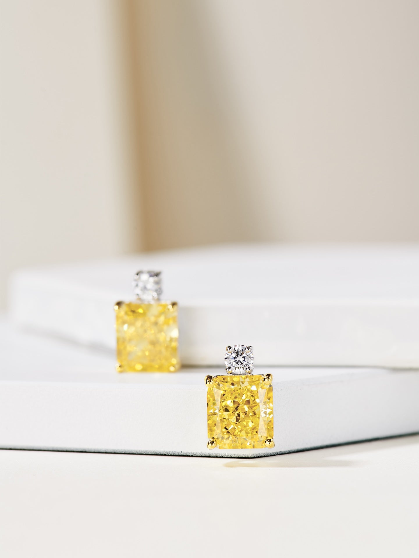 Rectangular Yellow Diamond Earring For Women Jewelry