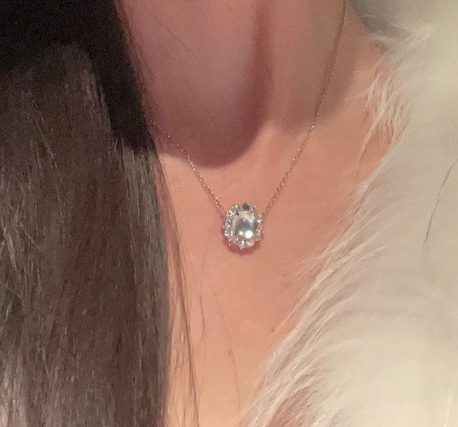 Water Foam Jade Diamond Necklace For Women Jewelry