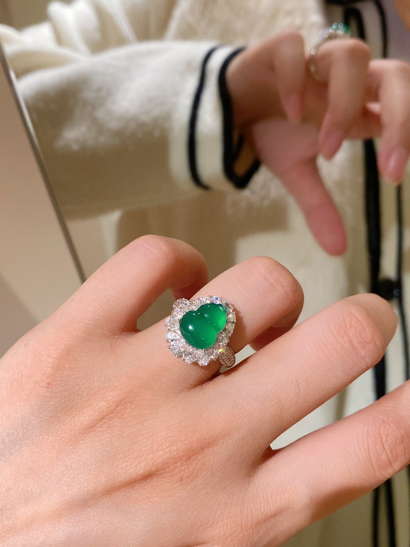 Chrysoprase Gourd Ring For Women Jewelry