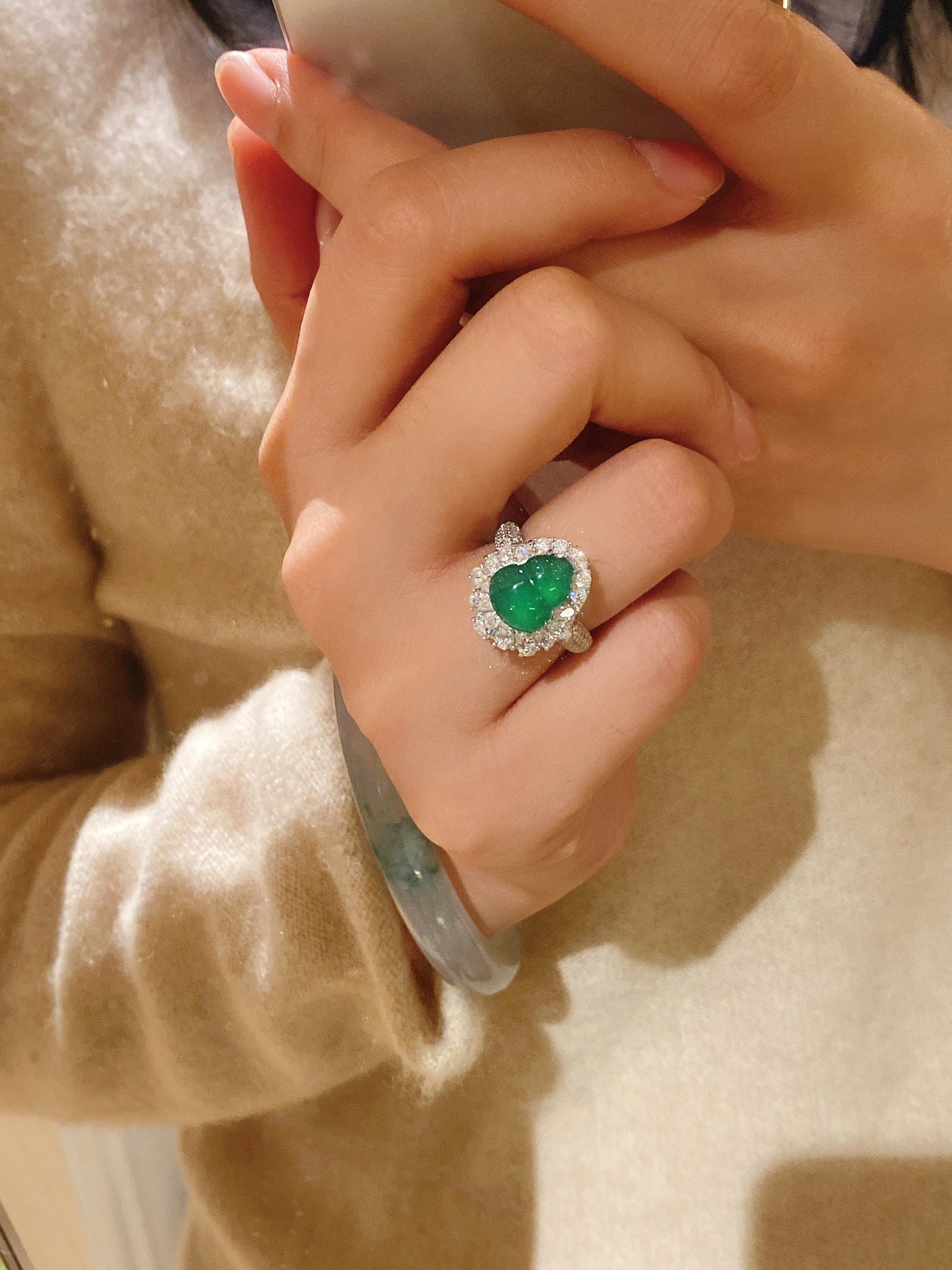 Chrysoprase Gourd Ring For Women Jewelry