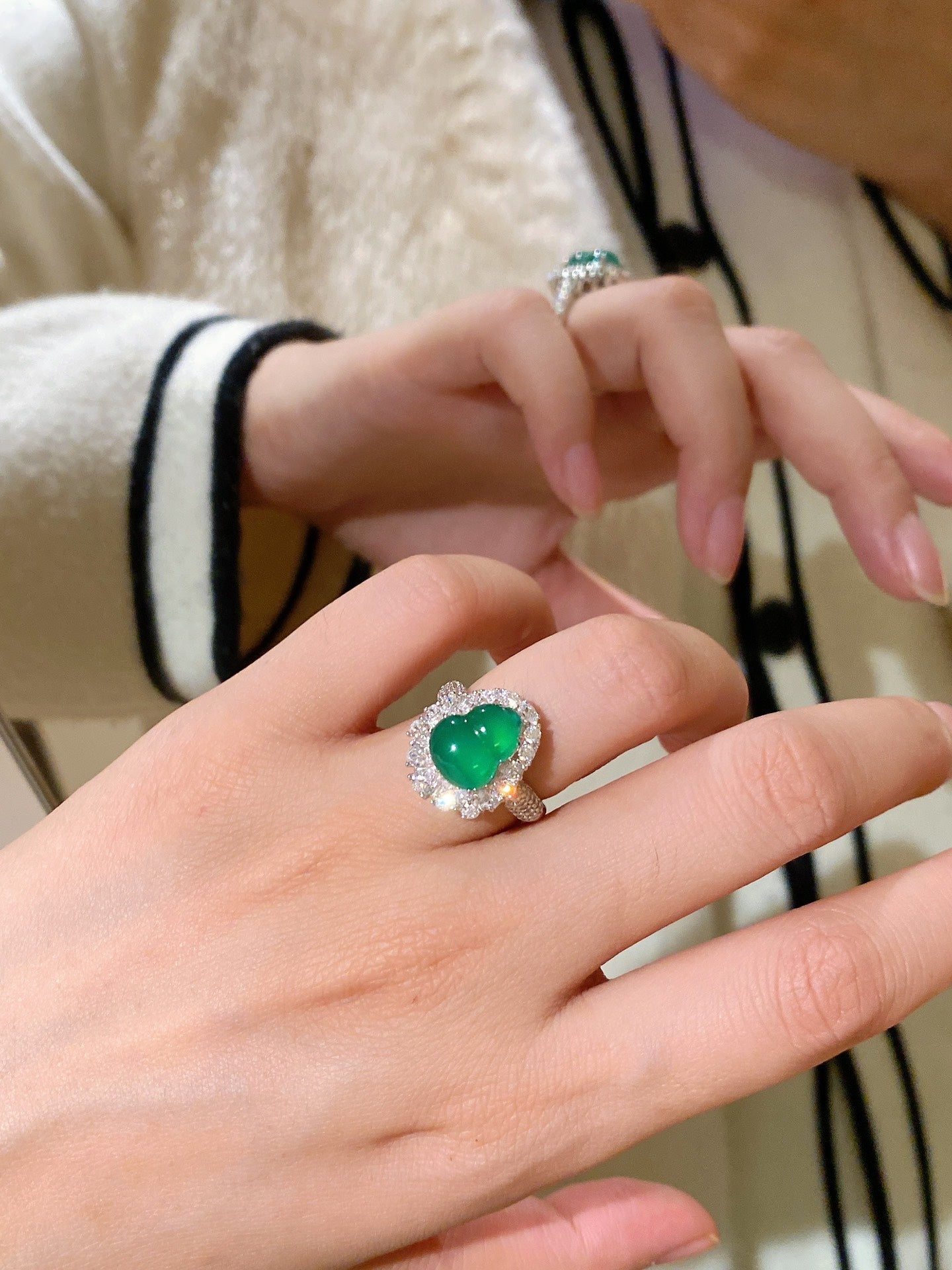 Chrysoprase Gourd Ring For Women Jewelry