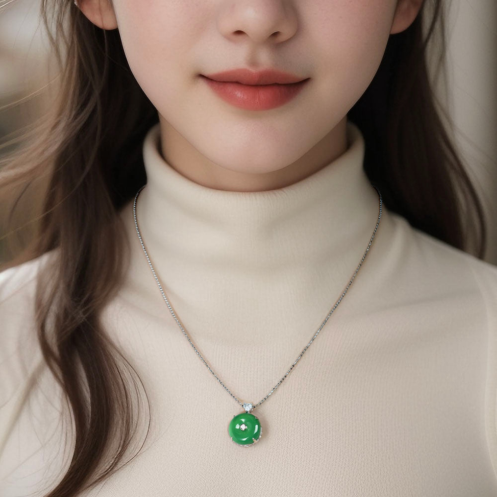 Chrysoprase Peace Necklace For Women Jewelry