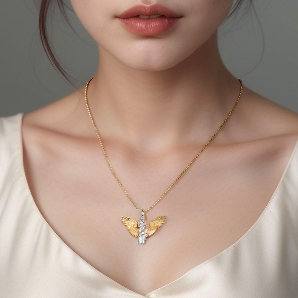 Finger Feart Cherub Necklace For Women Jewelry