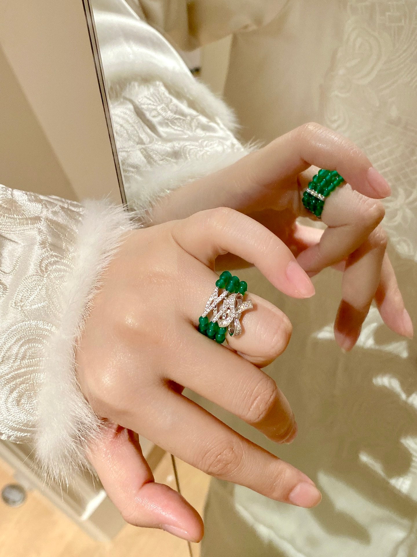 Chrysoprase Ribbon Ring For Women Jewelry