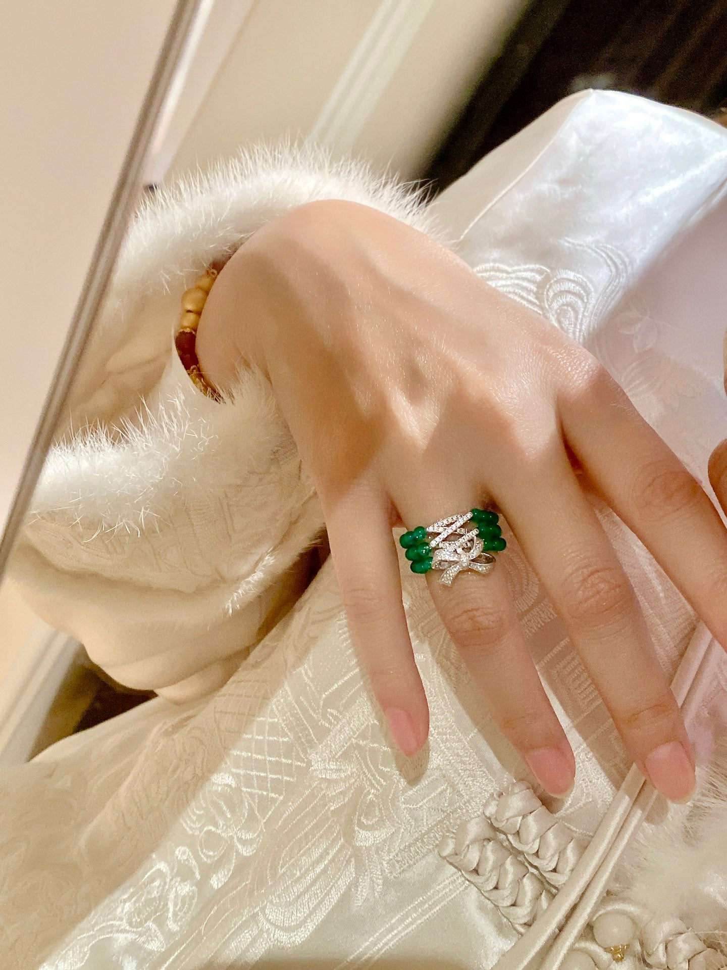 Chrysoprase Ribbon Ring For Women Jewelry