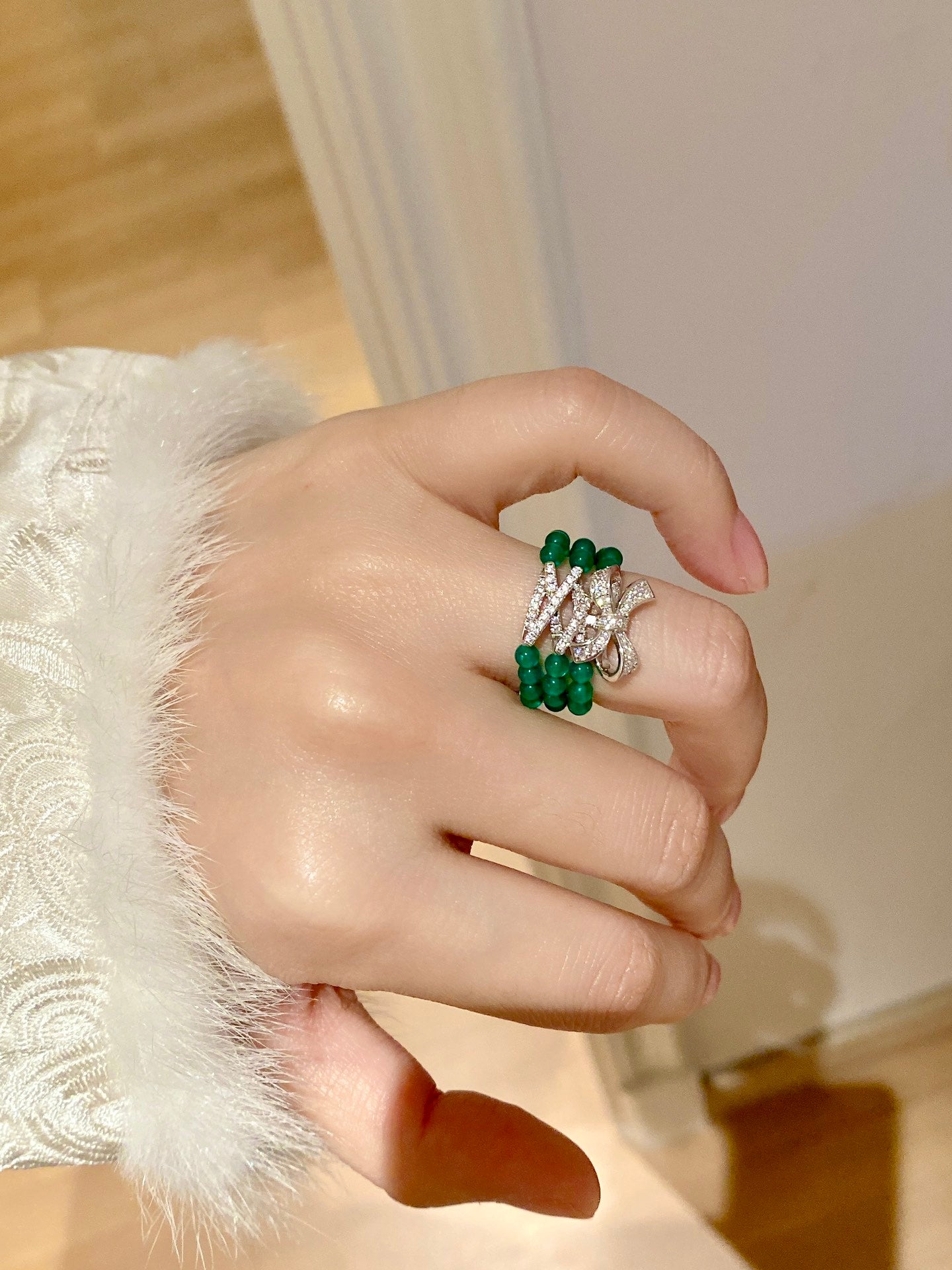 Chrysoprase Ribbon Ring For Women Jewelry