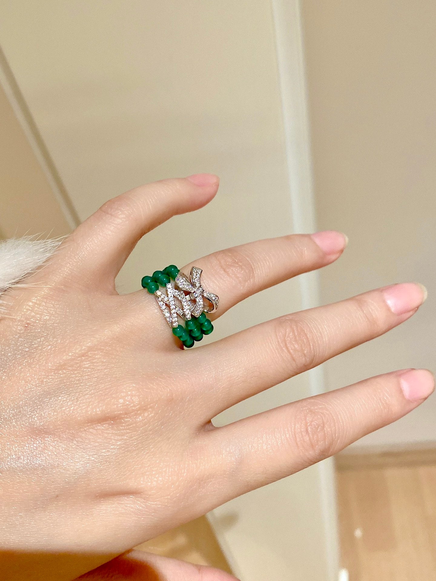 Chrysoprase Ribbon Ring For Women Jewelry