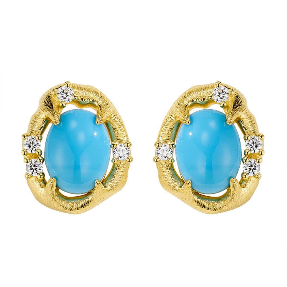 Brushed Turquoise Earrings For Women Jewelry