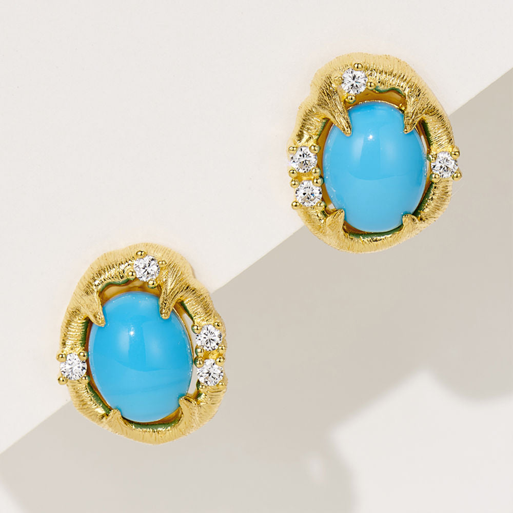 Brushed Turquoise Earrings For Women Jewelry