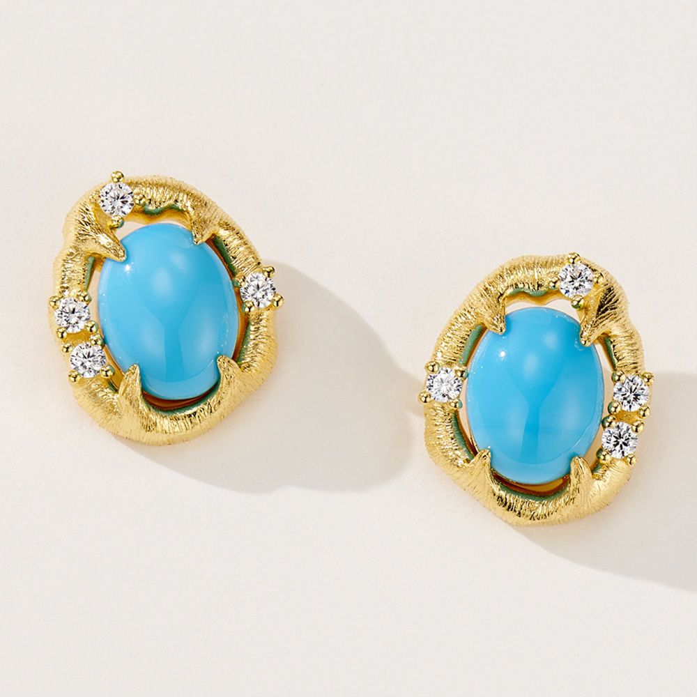 Brushed Turquoise Earrings For Women Jewelry