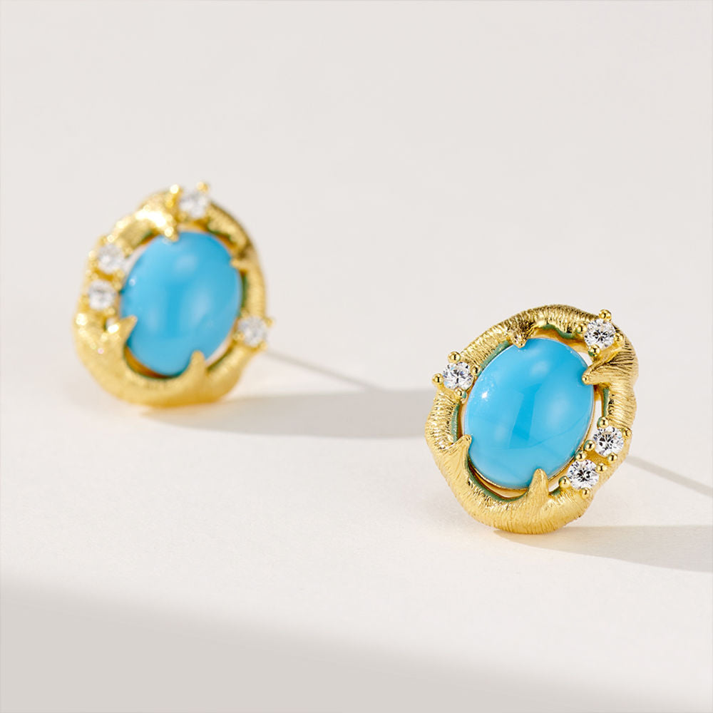 Brushed Turquoise Earrings For Women Jewelry