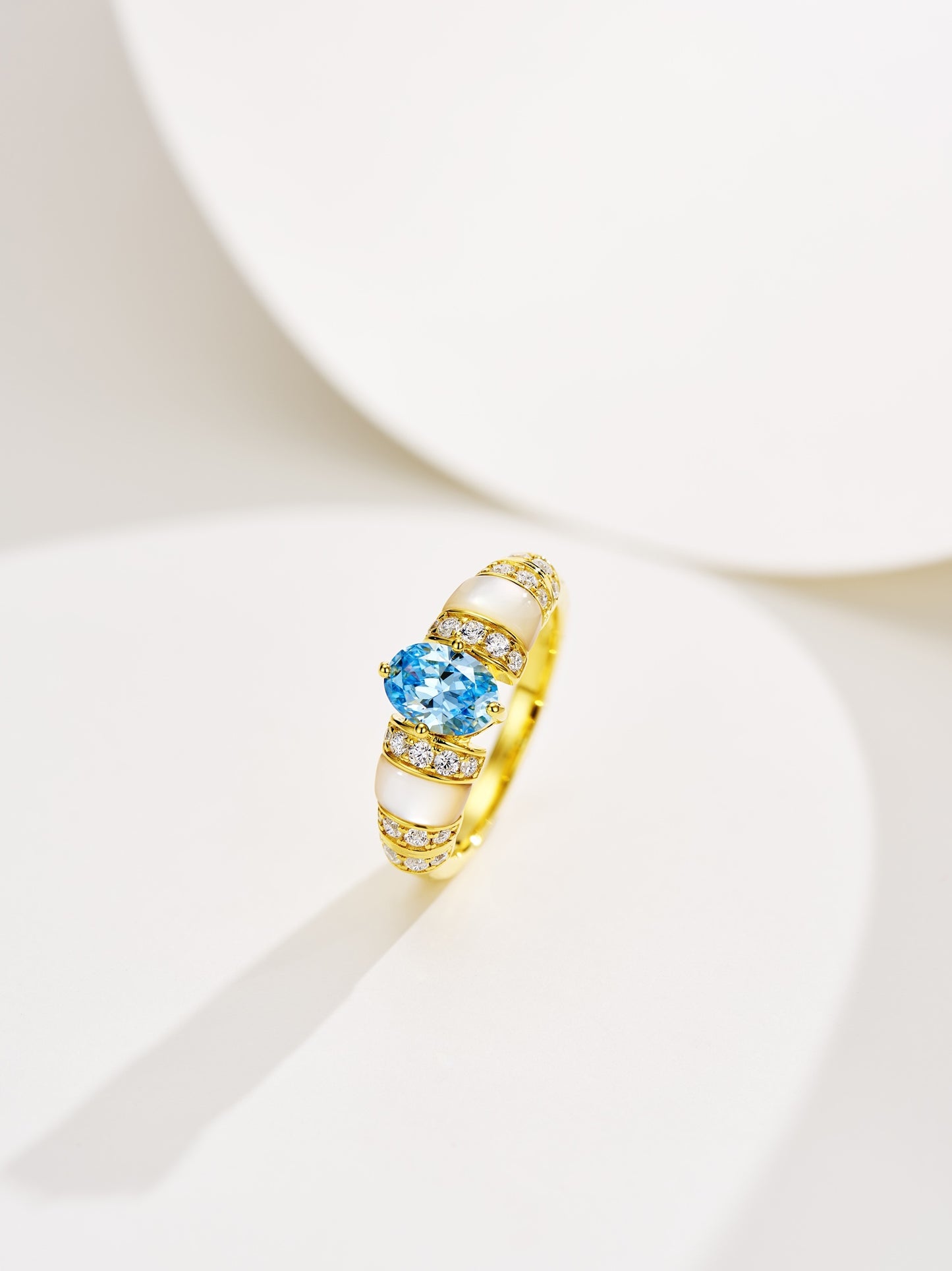 Blue & White Shell Ring For Women Jewelry