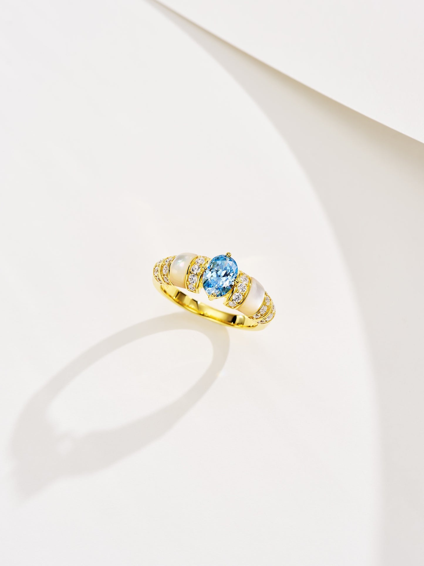 Blue & White Shell Ring For Women Jewelry