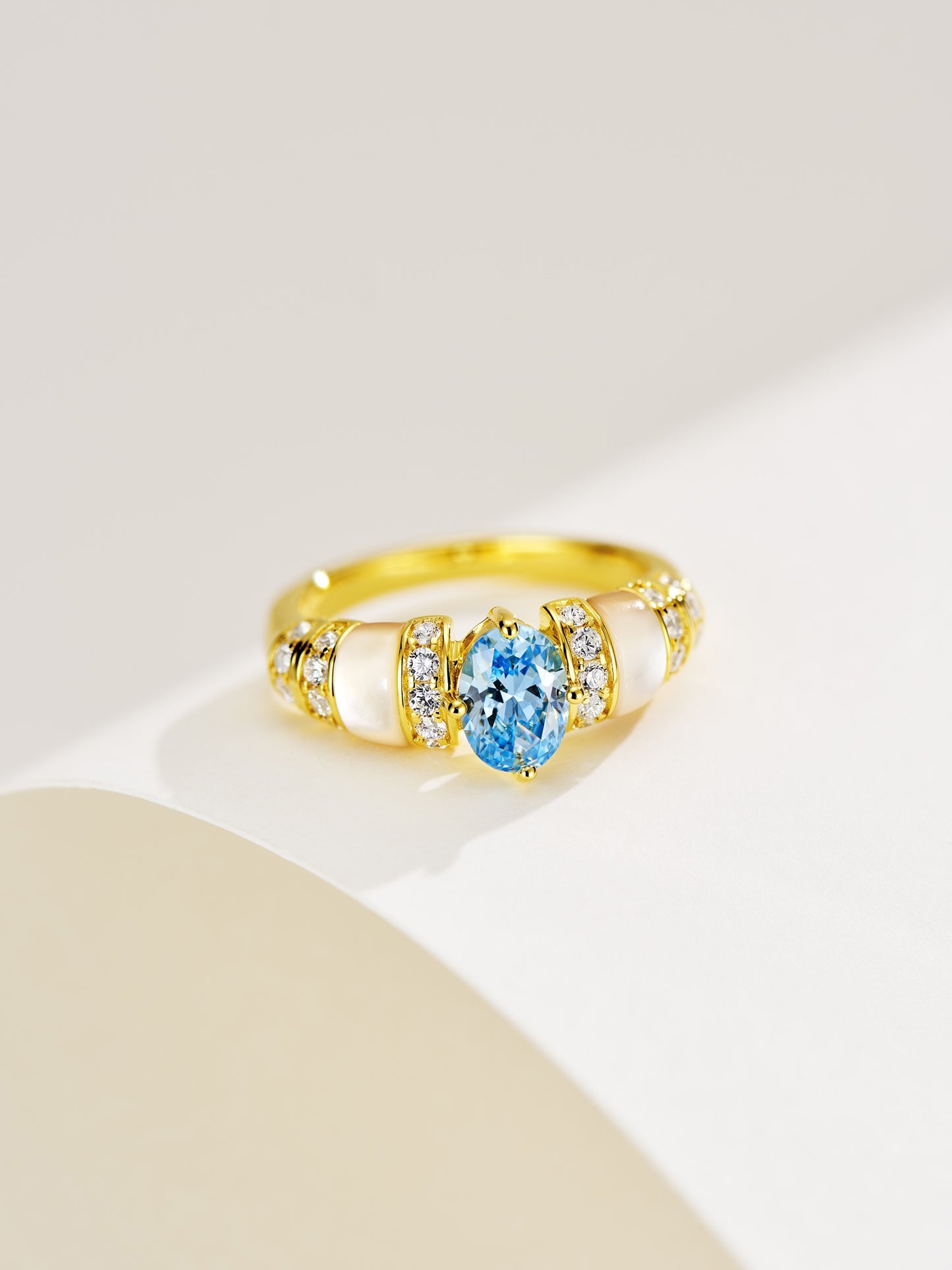 Blue & White Shell Ring For Women Jewelry