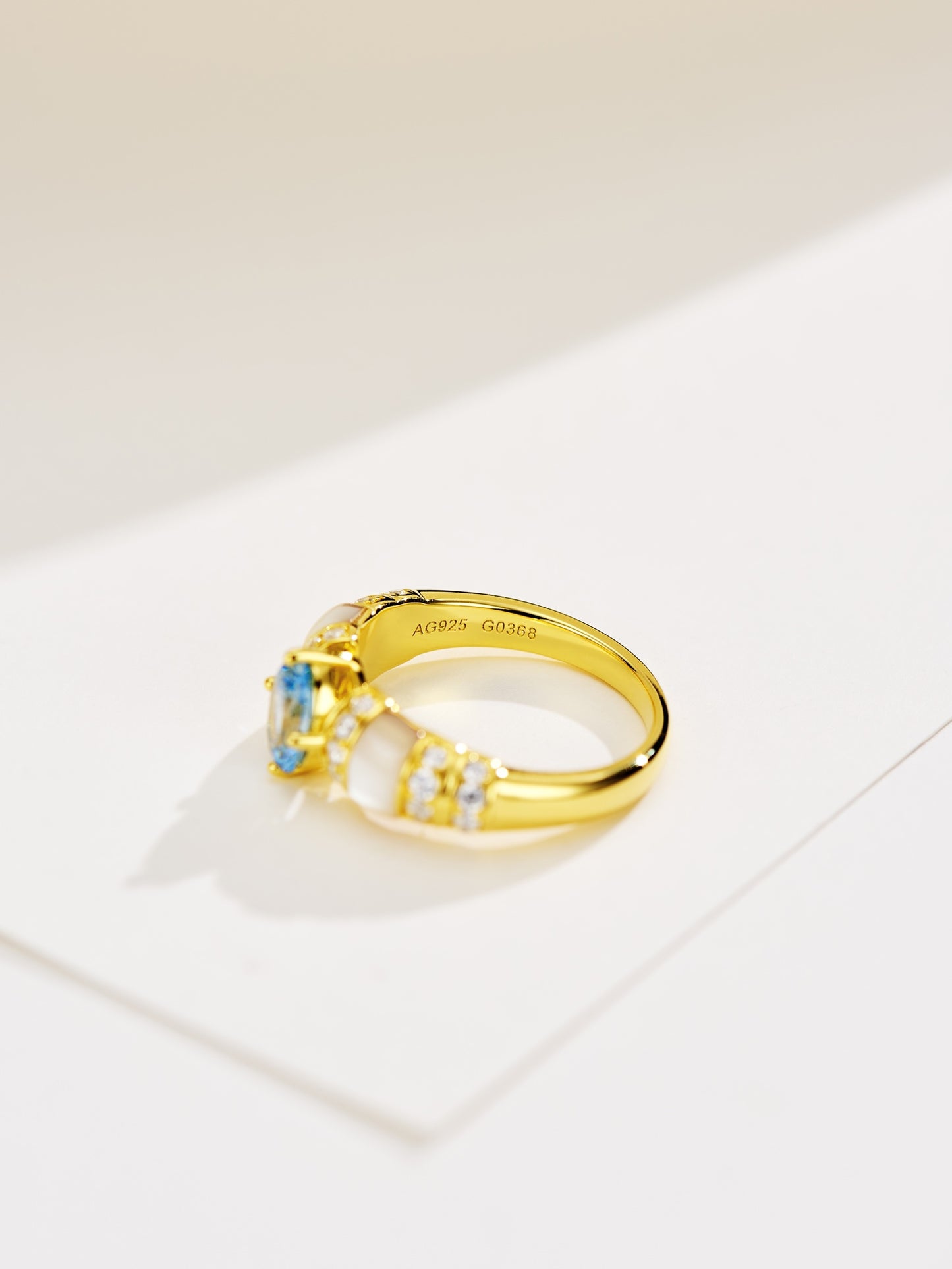 Blue & White Shell Ring For Women Jewelry