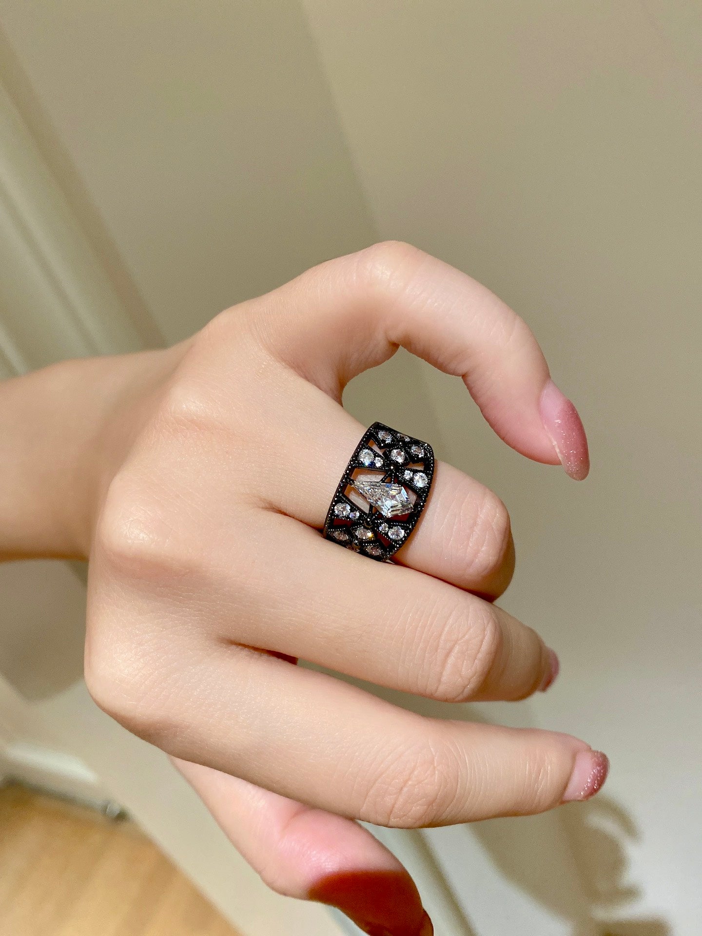 Black Lace Sword Ring For Women Jewelry