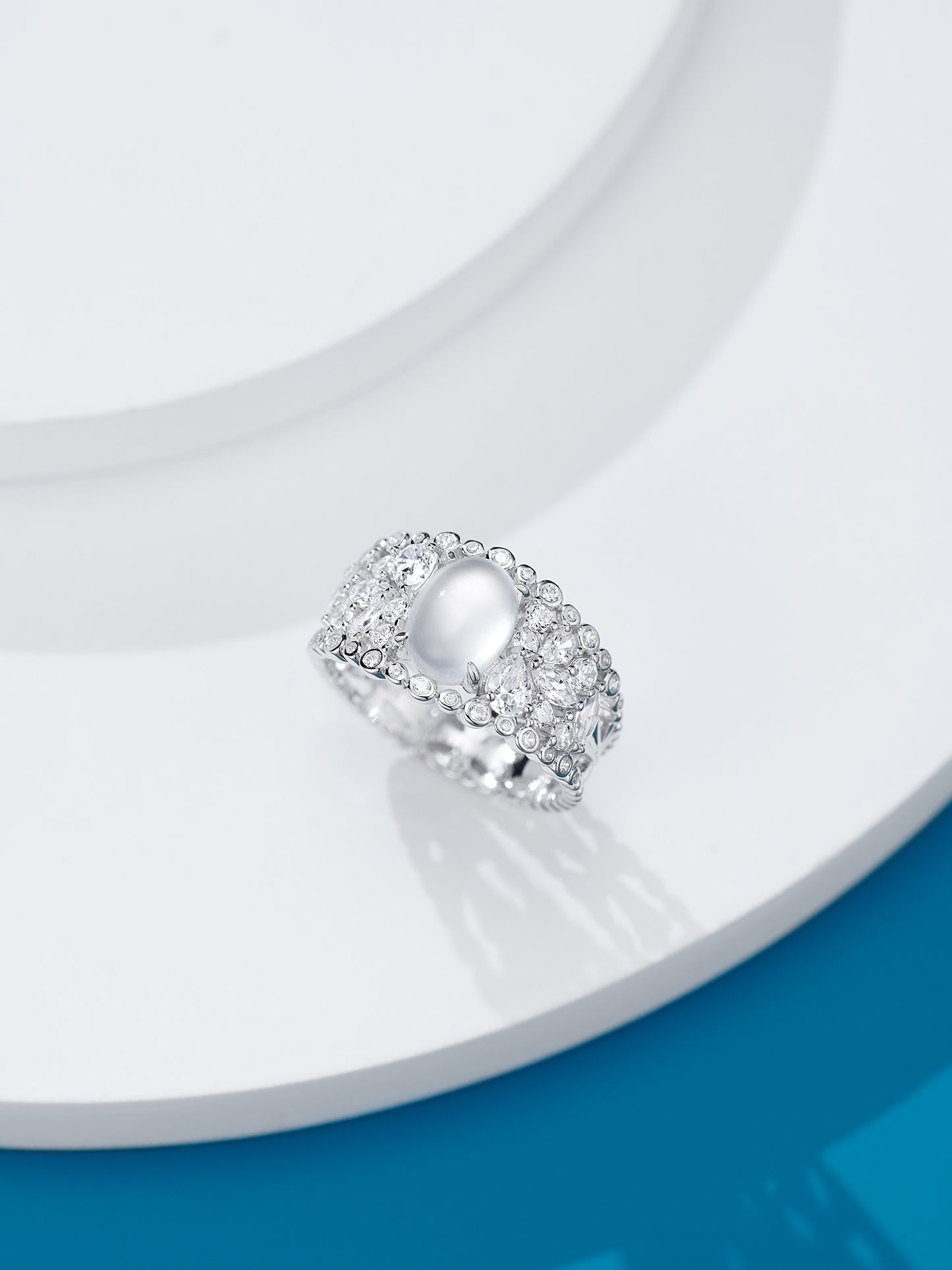 Water Foam Jade Skeleton Ring For Women Jewelry