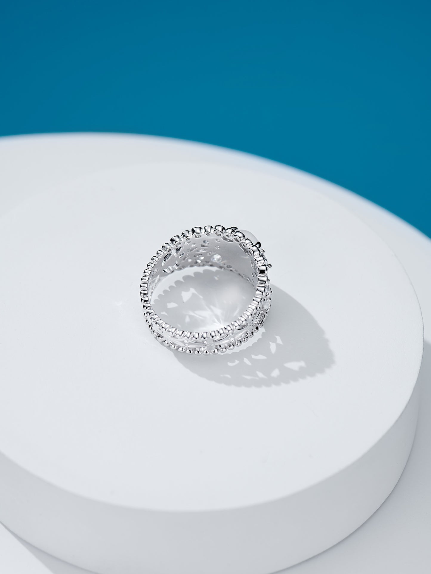 Water Foam Jade Skeleton Ring For Women Jewelry