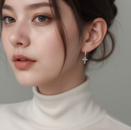 Mini cross earrings with diamonds For Women Jewelry
