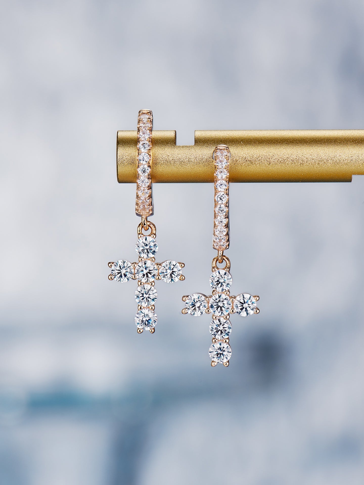 Mini cross earrings with diamonds For Women Jewelry