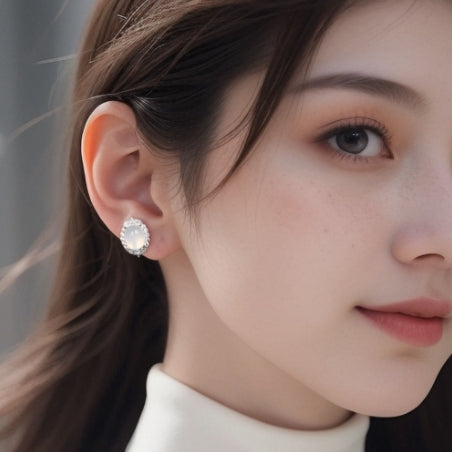 Egg-shaped Chrysoprase Earrings For Women Jewelry