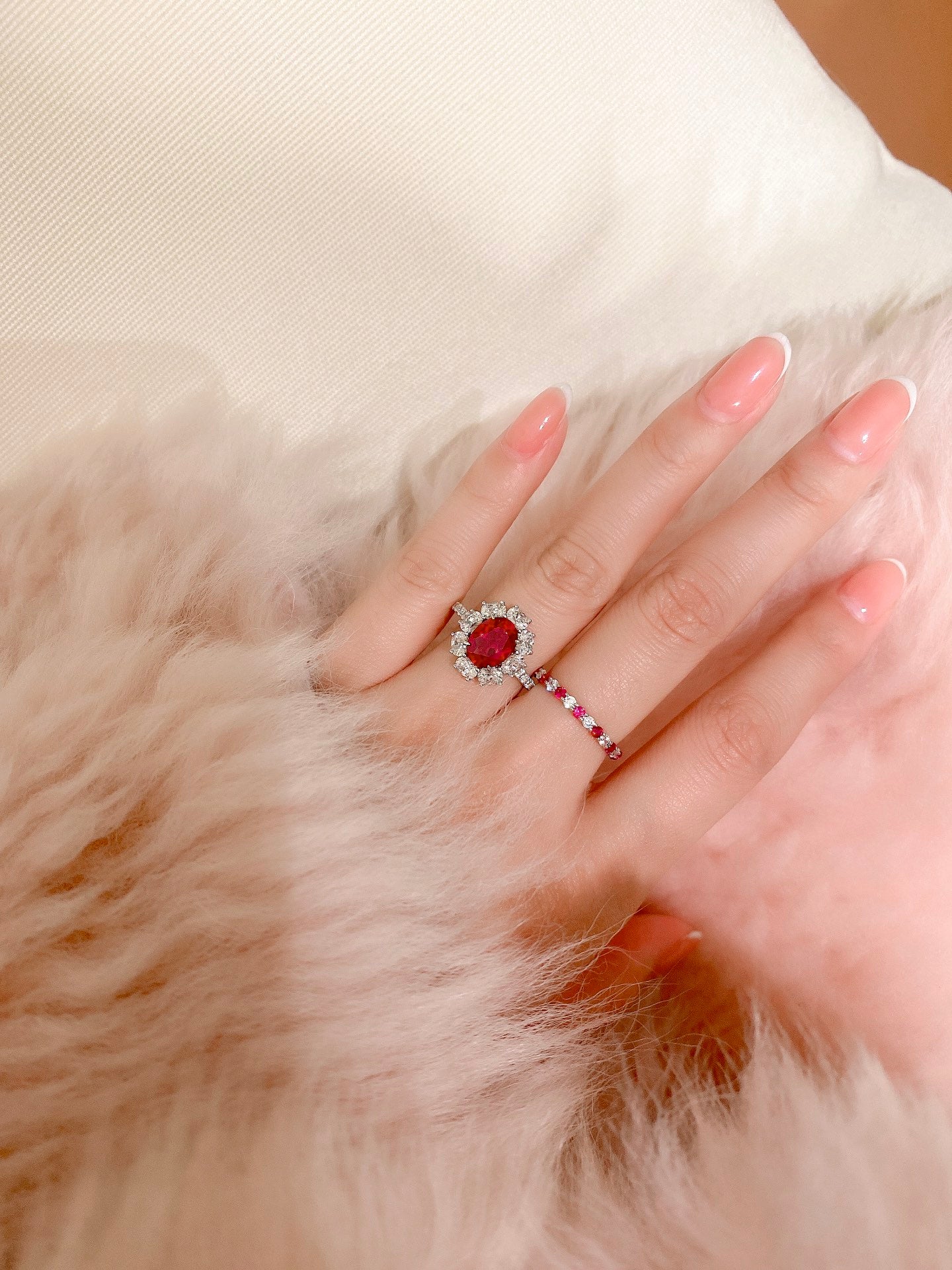 Dan-shaped ruby ring For Women Jewelry