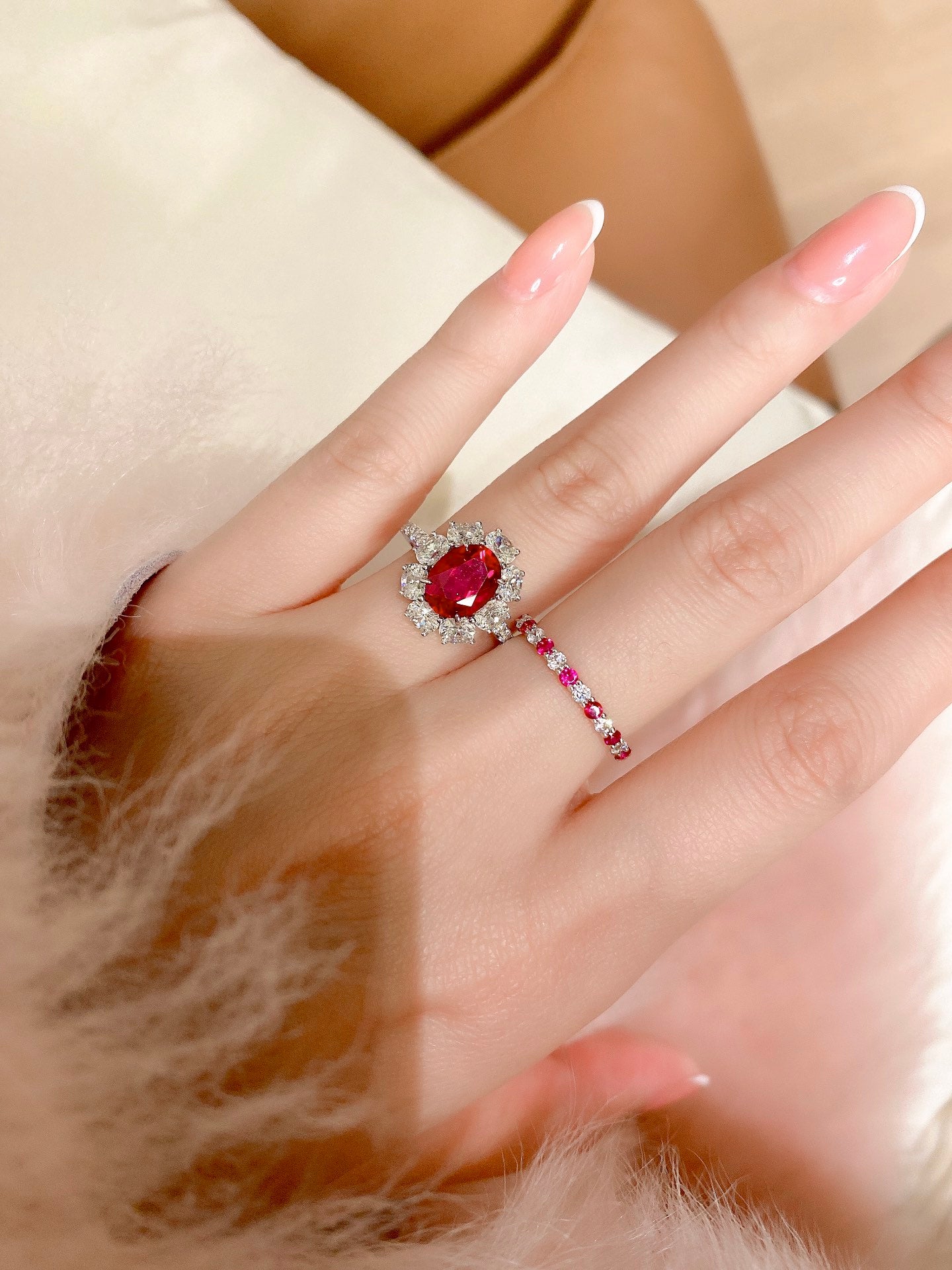 Dan-shaped ruby ring For Women Jewelry