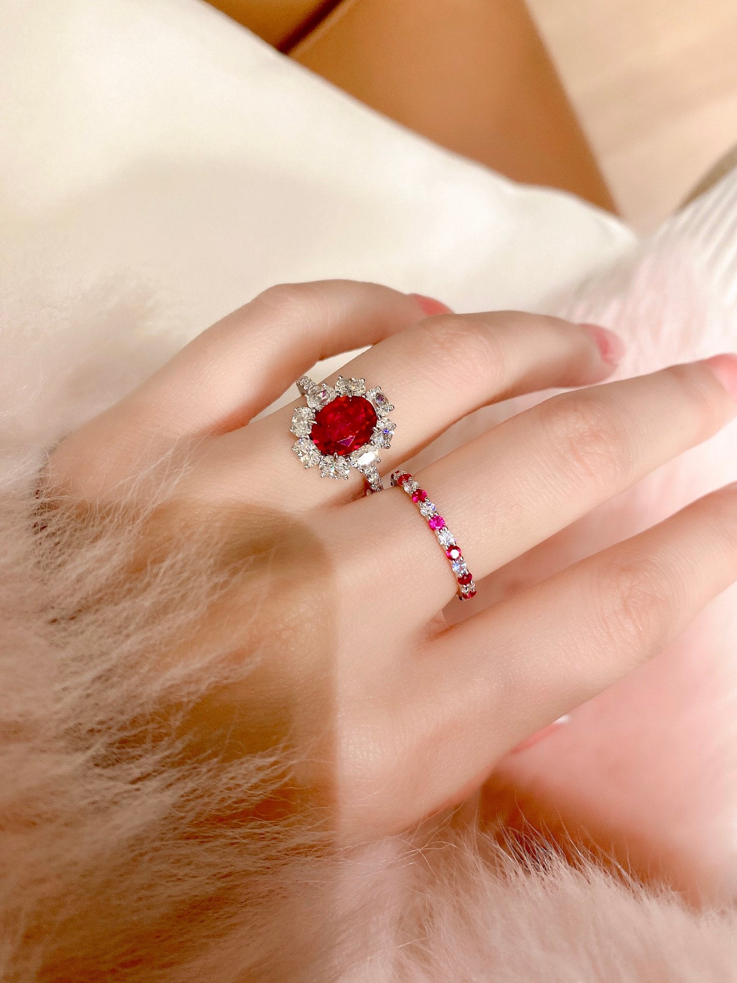 Dan-shaped ruby ring For Women Jewelry