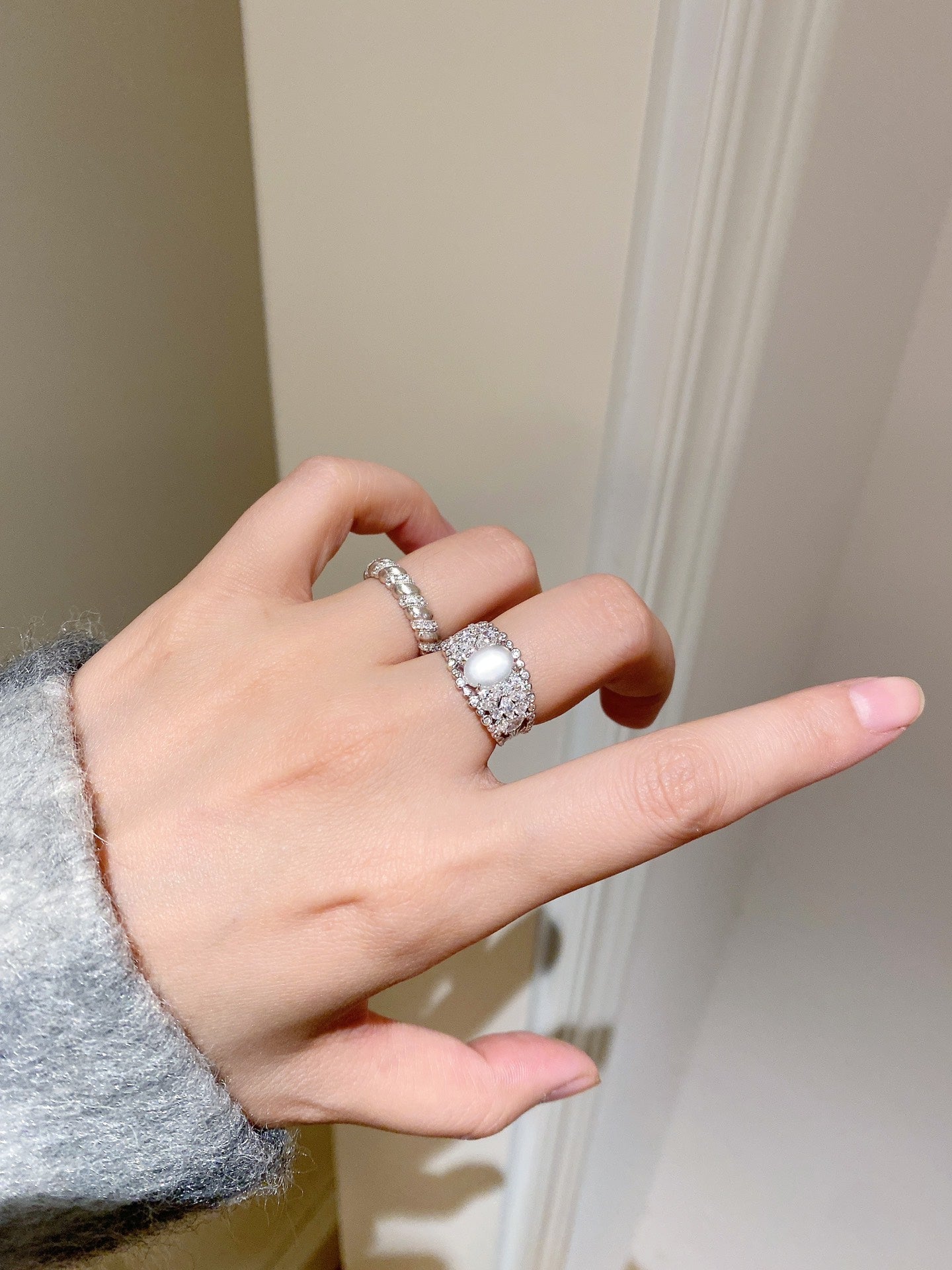 Water Foam Jade Skeleton Ring For Women Jewelry