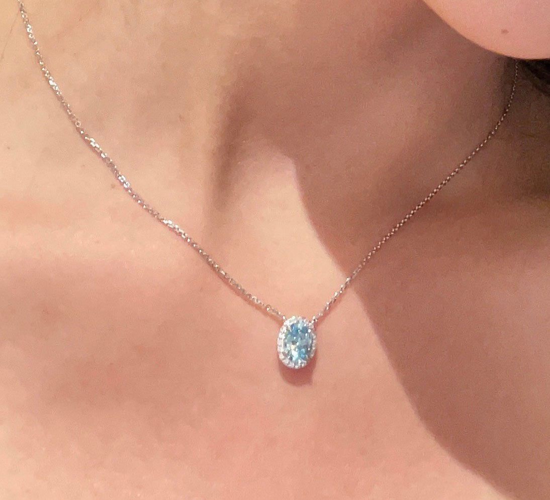 Aquamarine Diamond Necklace For Women Jewelry