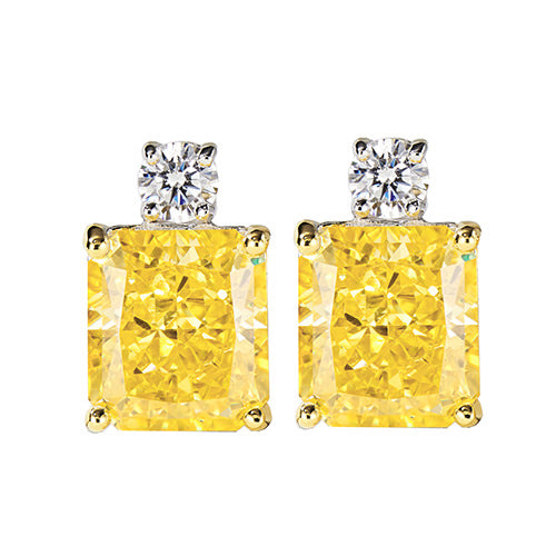 Rectangular Yellow Diamond Earring