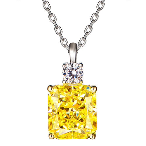 Rectangular Yellow Diamond Necklace For Women Jewelry