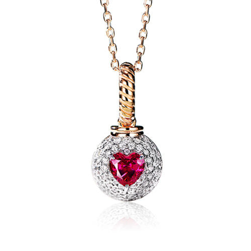 Ruby Necklace With Love For Women Jewelry
