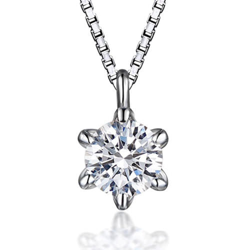 Six-pronged Solitaire Necklace For Women Jewelry