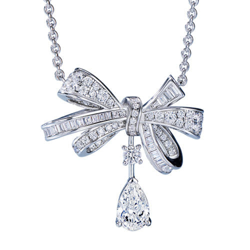 Ribbon Diamond Necklace For Women Jewelry